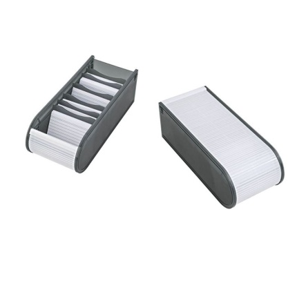 KARTOTEKSKASSE A8 MED 100 KORT M/RULLE LÅG - GRÅ