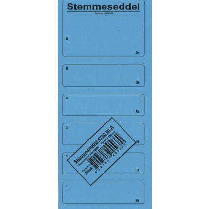 STEMMESEDLER 100 STK. - BLÅ 95X210MM (1-6 PR. ARK)
