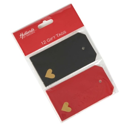 GAVEMÆRKE " HJERTE-FOLIE" 2 DESIGNS. 12 STK PR PK