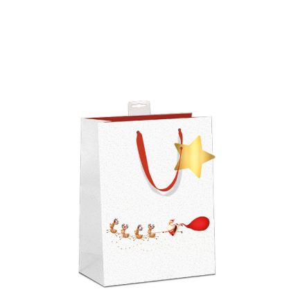 GAVEPOSE STR. M "JULEMAND OG RENSDYR" GULDFOLIER