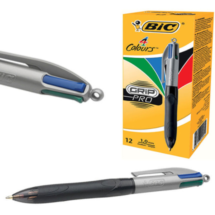 BIC 4 COLOURS GRIP PRO 12 STK. (SKAFFEVARE)