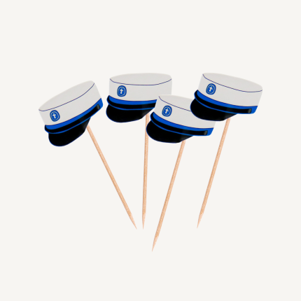 TANDSTIKKER, STUDENTERHUE - BLÅ - 7,5 x 3,5 CM. (30 STK)