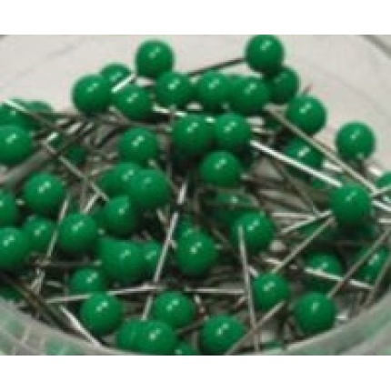 KORTNÅLE / MAP PINS - Ø4 - 16MM - GRØN. 100 STK.