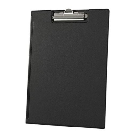 CLIPBOARD M/OMSLAG A4 SORT PLAST