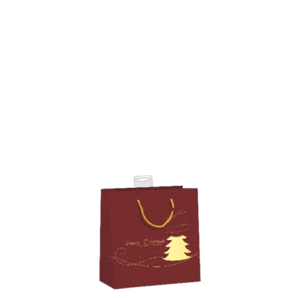 GAVEPOSE STR. S "WH MERRY CHRISTMAS" M. GULDFOLIE TRÆ, BORDEAUX