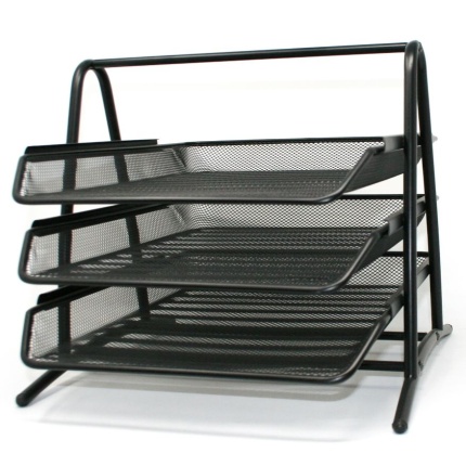 BREVBAKKESTATIV I METAL TRÅD SORT M/3 FAG (4)