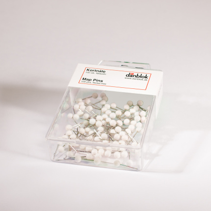 KORTNÅLE / MAP PINS - Ø4 - 16MM- HVIDE CA. 100 STK.