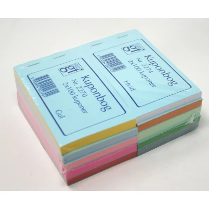 KUPON BØGER ASS. FARVER (GF2268)120X70MM 2X100 KUPONER