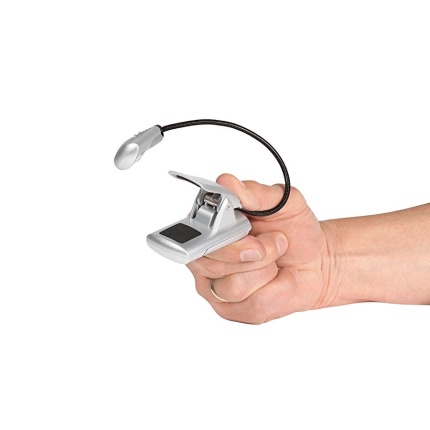 LÆSELAMPE PÅ CLIP M/LED LYS - SØLV