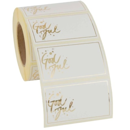 GAVEMÆRKER " GOD JUL" GULD FOLIE  500 STK 60X35 MM