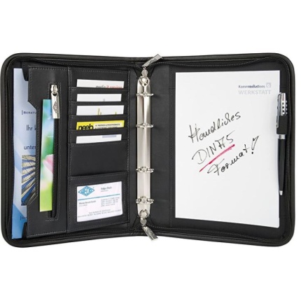 KONFERENCEMAPPE A5 LÆDER LOOK m/lynlås