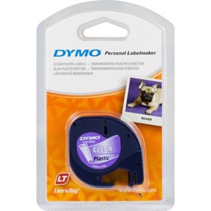 16951 DYMO LETRATAG PLASTTAPE, SORT/KLAR
