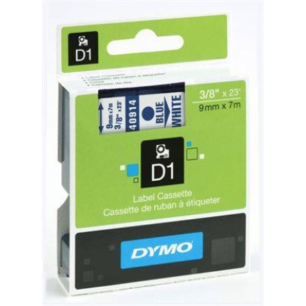 40914 DYMO D1 TAPE 9mm - BLÅ/HVID