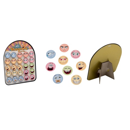 EMOJI GLASMAGNETER Ø35 MM - 25 STK. PASTEL FARVER
