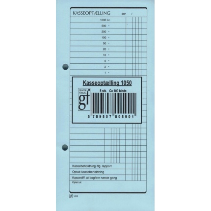 Kasseoptælling GF1050 100X210MM CA.100 BLADE