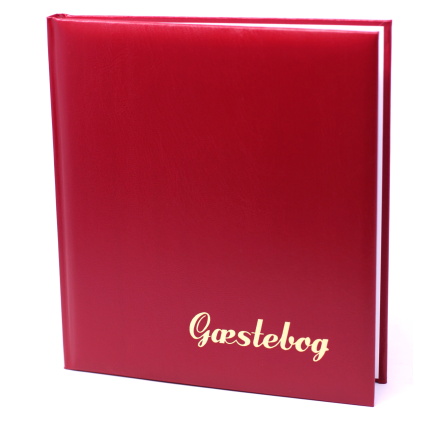 GÆSTEBOG RØD BALACROM M. GULDTRYK - 23x25 CM