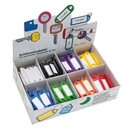 NØGLERINGE S-HOOK M/VEDHÆNG 200 STK ASS FARVER (SKAFFEVARE)