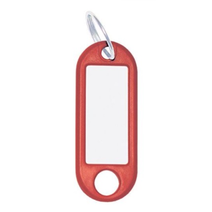 NØGLERINGE M/VEDHÆNG RØD 100 STK