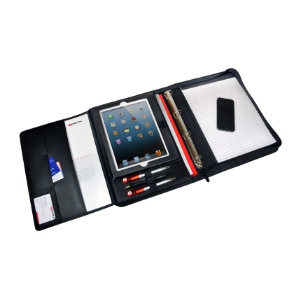 KONFERENCEMAPPE - A4 - 3 FLØJET, MED BLOK & LOMMEREGNER -  MONOLITH