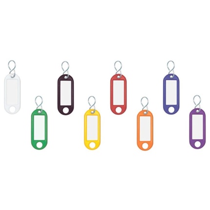 NØGLERINGE S-HOOK M/VEDHÆNG 100 STK ASS FARVER