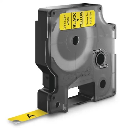 40918 DYMO D1 TAPE 9mm - SORT PÅ GUL (SKAFFEVARE)