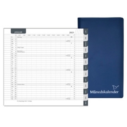 MÅNEDSKALENDER 2026 BLÅ 2 FLØJET M.BLOK