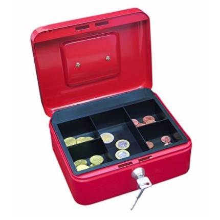 PENGEKASSE 20X16X9 CM RØD - WEDO ( SKAFFEVARE)