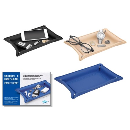 OPBEVARINGSBAKKE I KUNSTLÆDER 23x15x3,5 CM - SORT