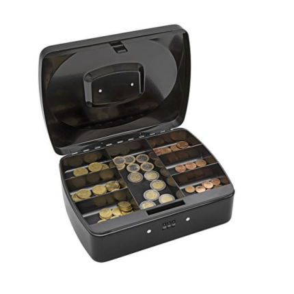 PENGEKASSE 25X19X9 SORT - 7 RUM  (SKAFFEVARE)