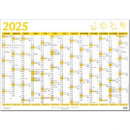 KÆMPEKALENDER 13 MDR 2027 GUL 98 x 68,5 CM