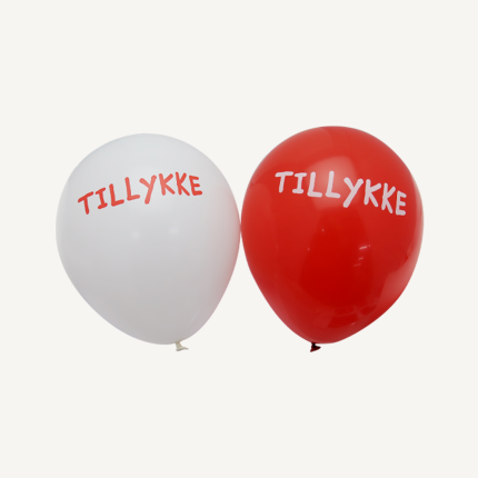 Balloner "TILLYKKE" Rød og hvid