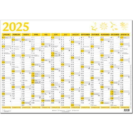 A2 VÆGKALENDER 13 MÅNEDER GUL 2027