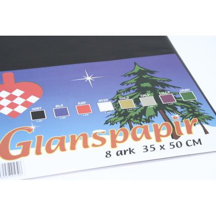 GLANSPAPIR 8 ARK 35X50 CM ASS FARVER