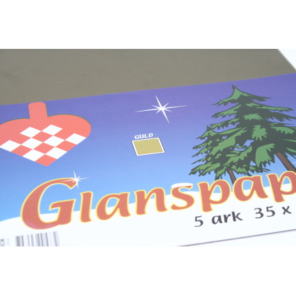 GLANSPAPIR 5 ARK 35X50 CM GULD
