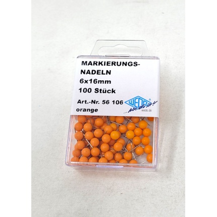 KORTNÅLE 16MM Ø6MM - ORANGE 100 STK