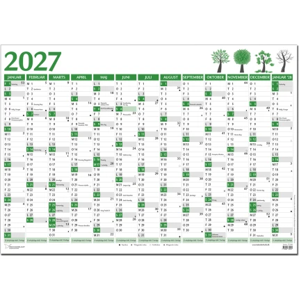 KÆMPE KALENDER 13 MDR TIL WHITEBOARD GUL 2027