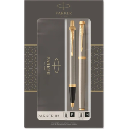 PARKER IM - SÆT - BALLPEN OG ROLLERBALL - BØRSTET STÅL