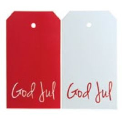 HÆNGEGAVEMÆRKER - GOD JUL MANILLA 2 ASS. RØD/HVID 250