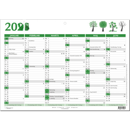A4 VÆGKALENDER GUL 2027
