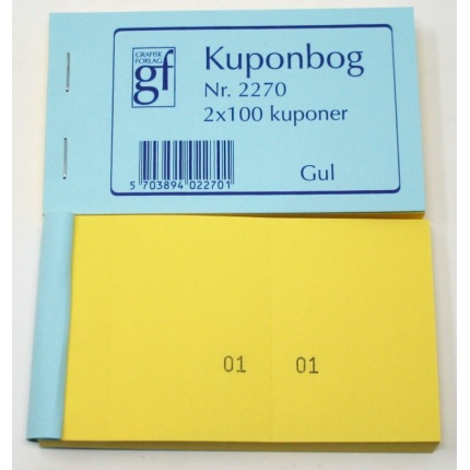 KUPON BØGER GUL 120X70MM 2X100 KUPONER