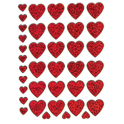 STICKERS RØDE GLIMMER HJERTER