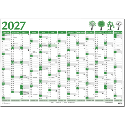 KÆMPEKALENDER 13 MDR 2027 GUL 98 x 68,5 CM