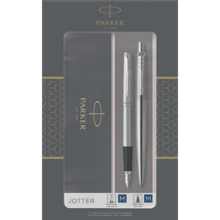 PARKER JOTTER - SÆT - BALLPEN OG FYLDEPEN - STÅL C.T.