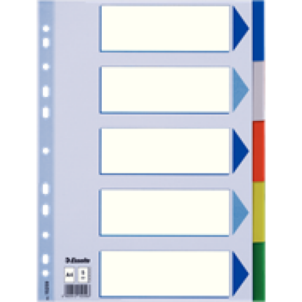 FANEBLADE PLASTIC A4 - 5-DELT FLERFARVET