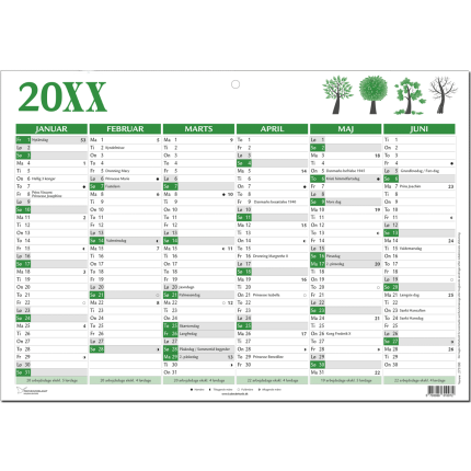 A4 VÆGKALENDER GRØN 2027