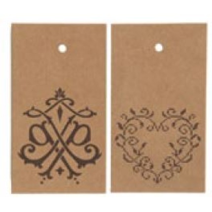 HÆNGEGAVEMÆRKER - KRAFT MANILLA 2 MOTIVER 5x9 cm. 250