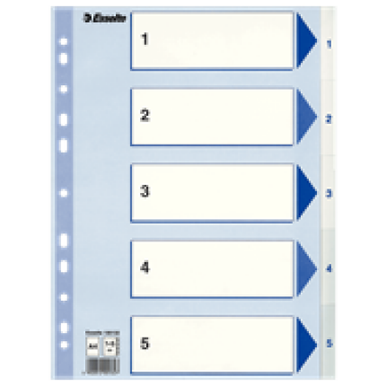 REGISTER - PLASTIC A4 - 1-5 - HVID - SKAFFEVARE