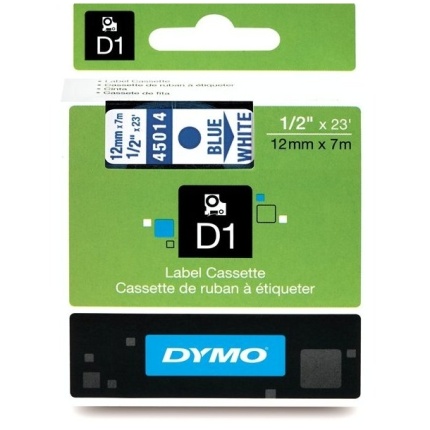 45014 DYMO D1 TAPE - 12mm , BLÅ/HVID