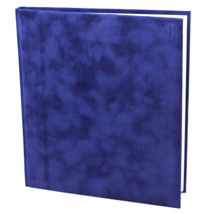 GÆSTEBOG VELOUR BLÅ U/TRYK - 23x25 CM