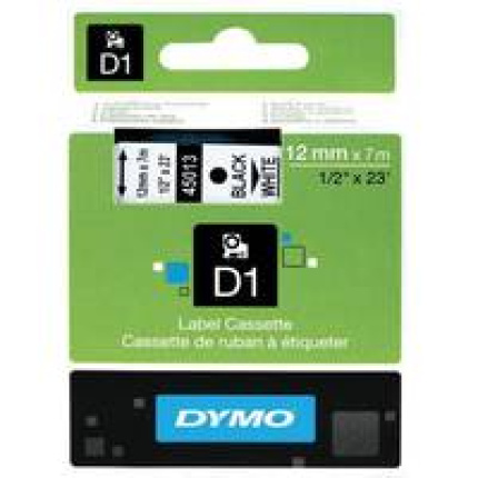 45013 DYMO D1 TAPE - 12mm, SORT/HVID